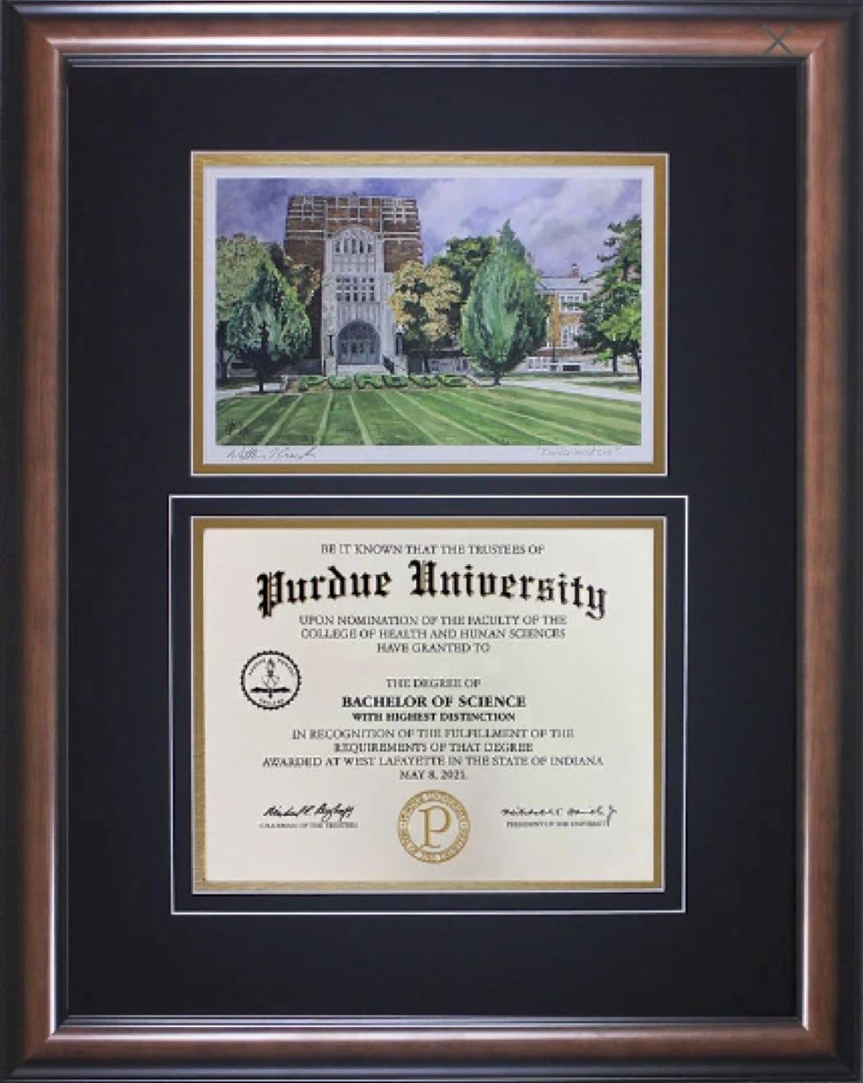 Purdue University Diploma Frame